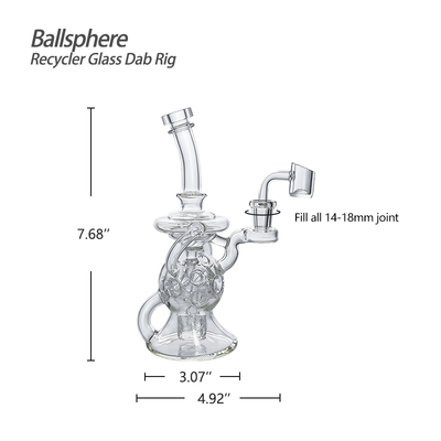 Waxmaid 7.68‘‘ Ballsphere Recycler Glass Dab Rig