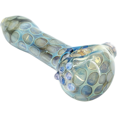 "Speckeled Moon" Silver Fumed Cobalt Spoon Pipe