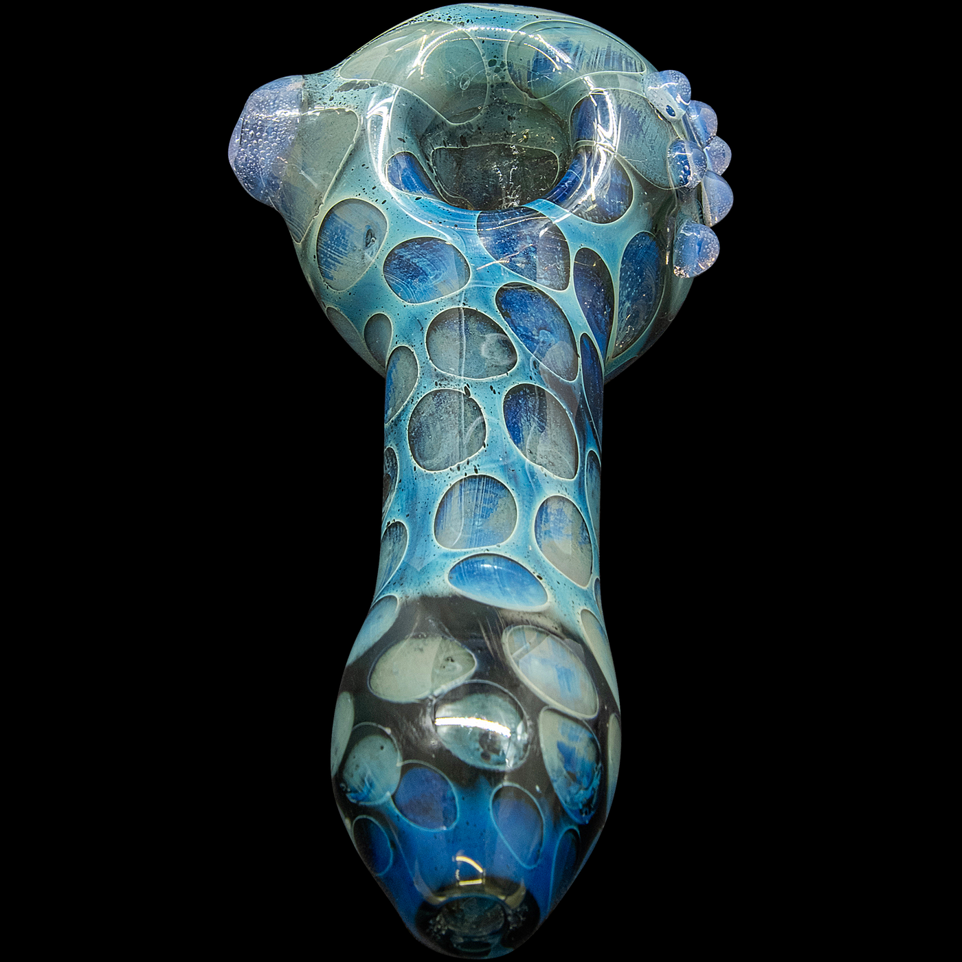 "Speckeled Moon" Silver Fumed Cobalt Spoon Pipe