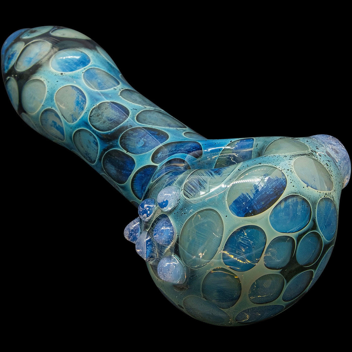 "Speckeled Moon" Silver Fumed Cobalt Spoon Pipe