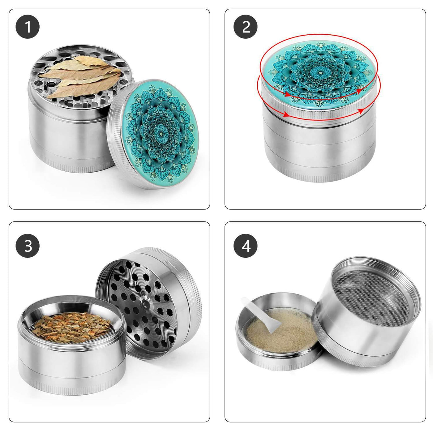 Mandala Grinder Silver