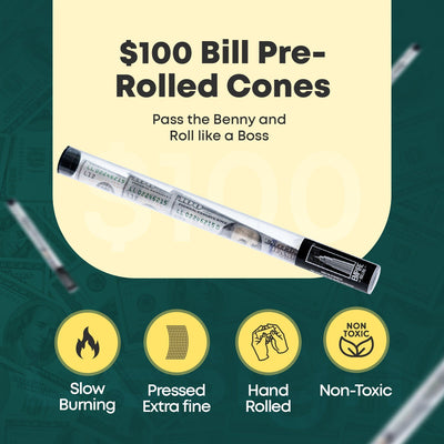 Bulk Benny Cones Box™ - 800 Premium 100 Dollar Bill Cones