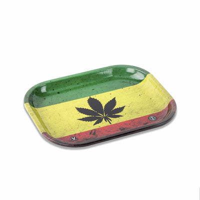 Rasta Leaf Metal Rollin' Tray