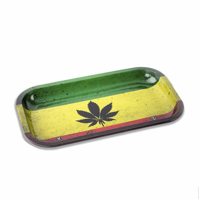 Rasta Leaf Metal Rollin' Tray